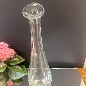 Krosno Poland Art Glass Vase Clear Teardrop Modernist Elegant Glassware